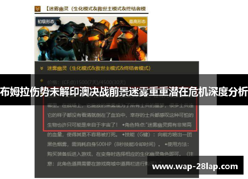 布姆拉伤势未解印澳决战前景迷雾重重潜在危机深度分析