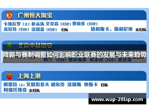 降薪与赛制调整如何影响职业联赛的发展与未来趋势